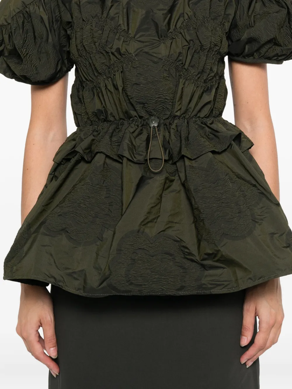 Cecilie Bahnsen puff-sleeve textured top Groen