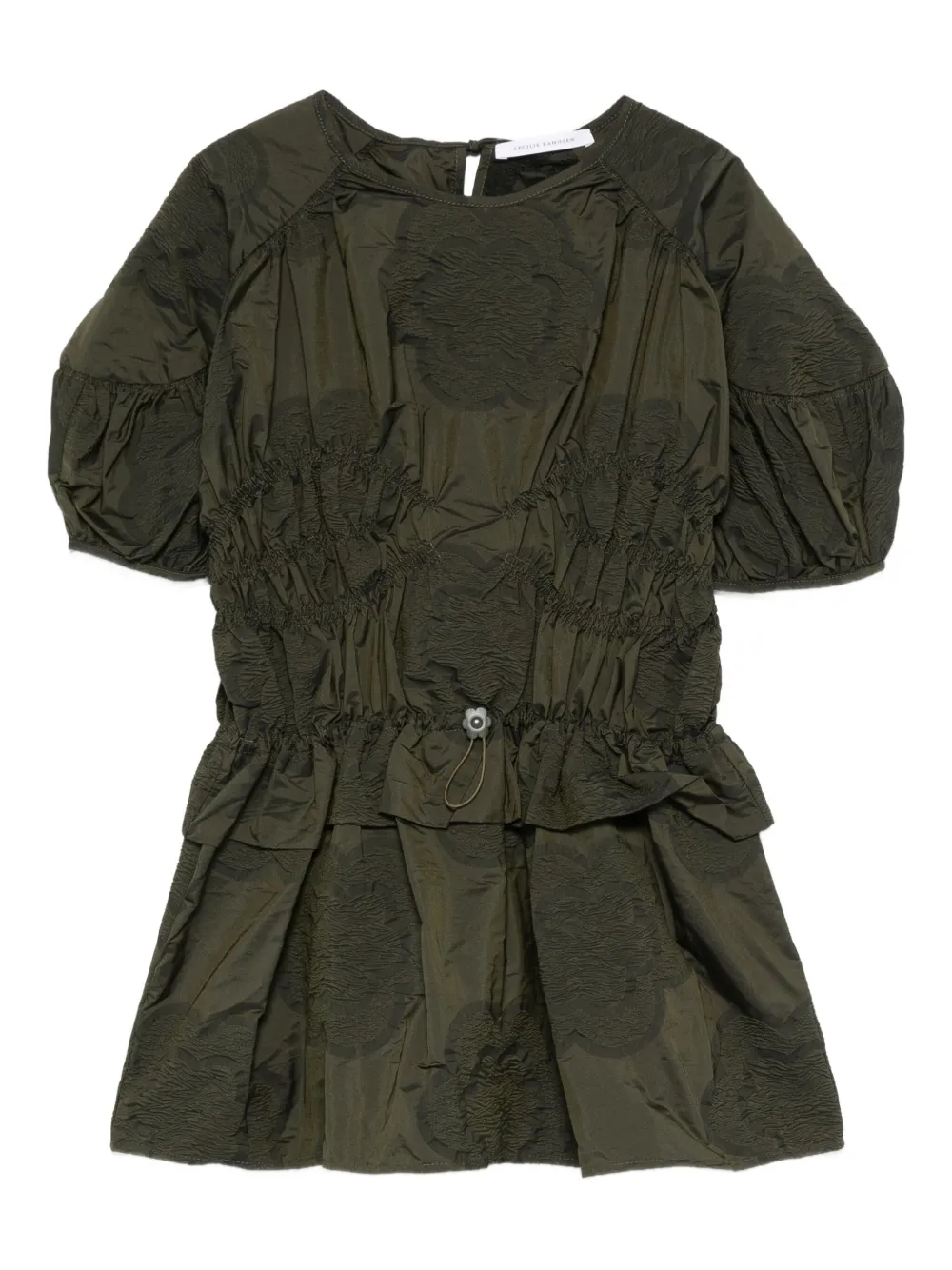 Cecilie Bahnsen puff-sleeve textured top Groen