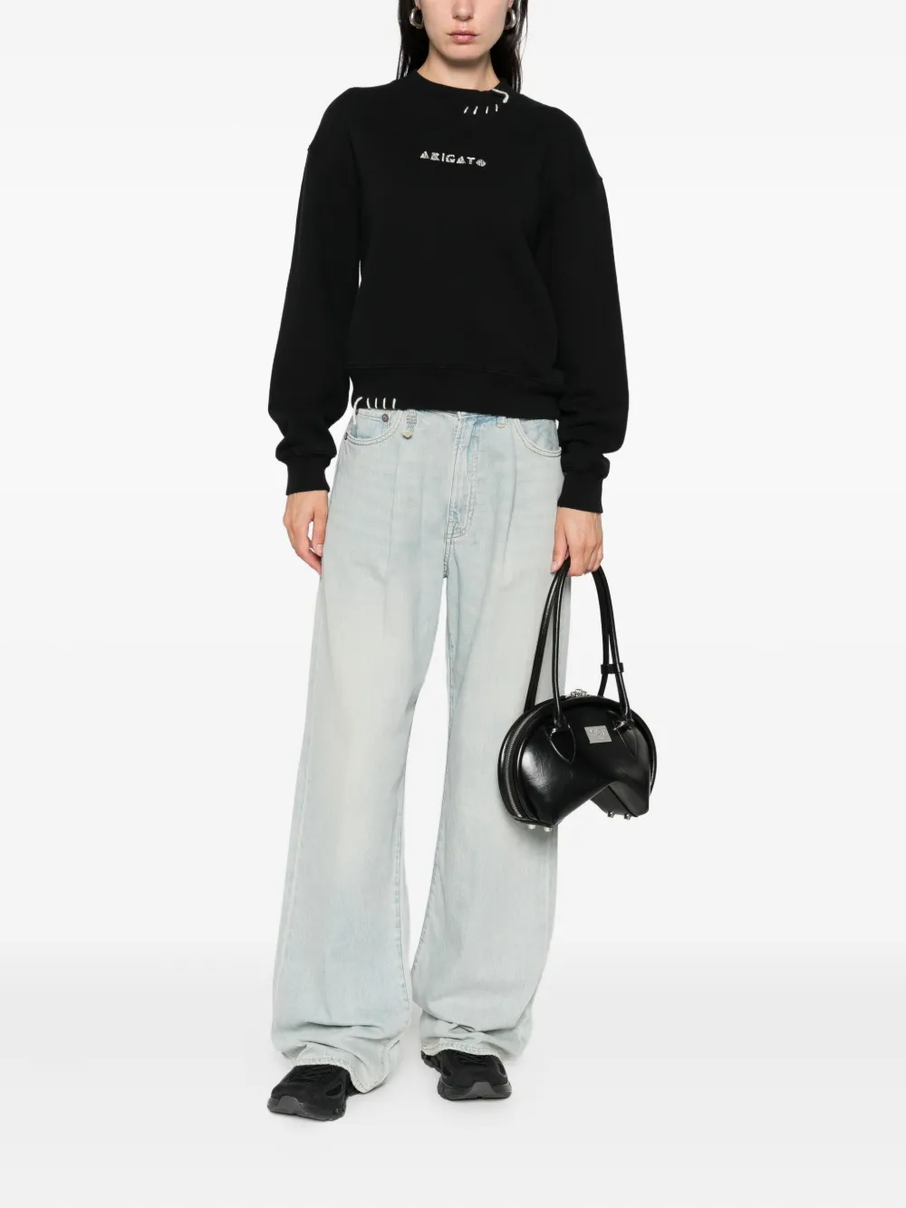 Axel Arigato Loops embroidered-detail crew-neck sweatshirt Zwart