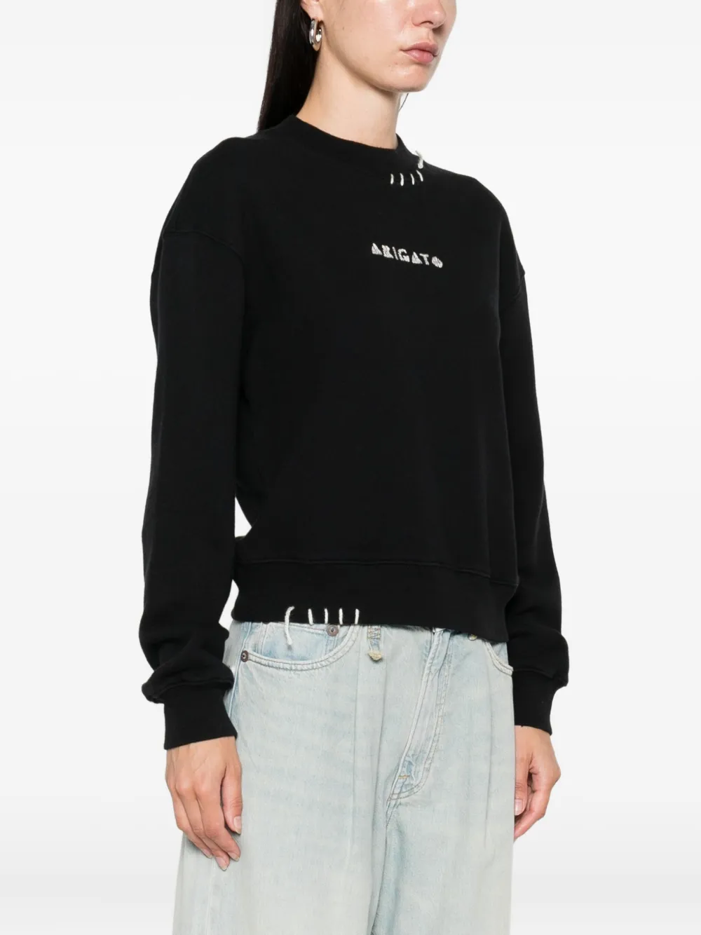 Axel Arigato Loops embroidered-detail crew-neck sweatshirt Zwart