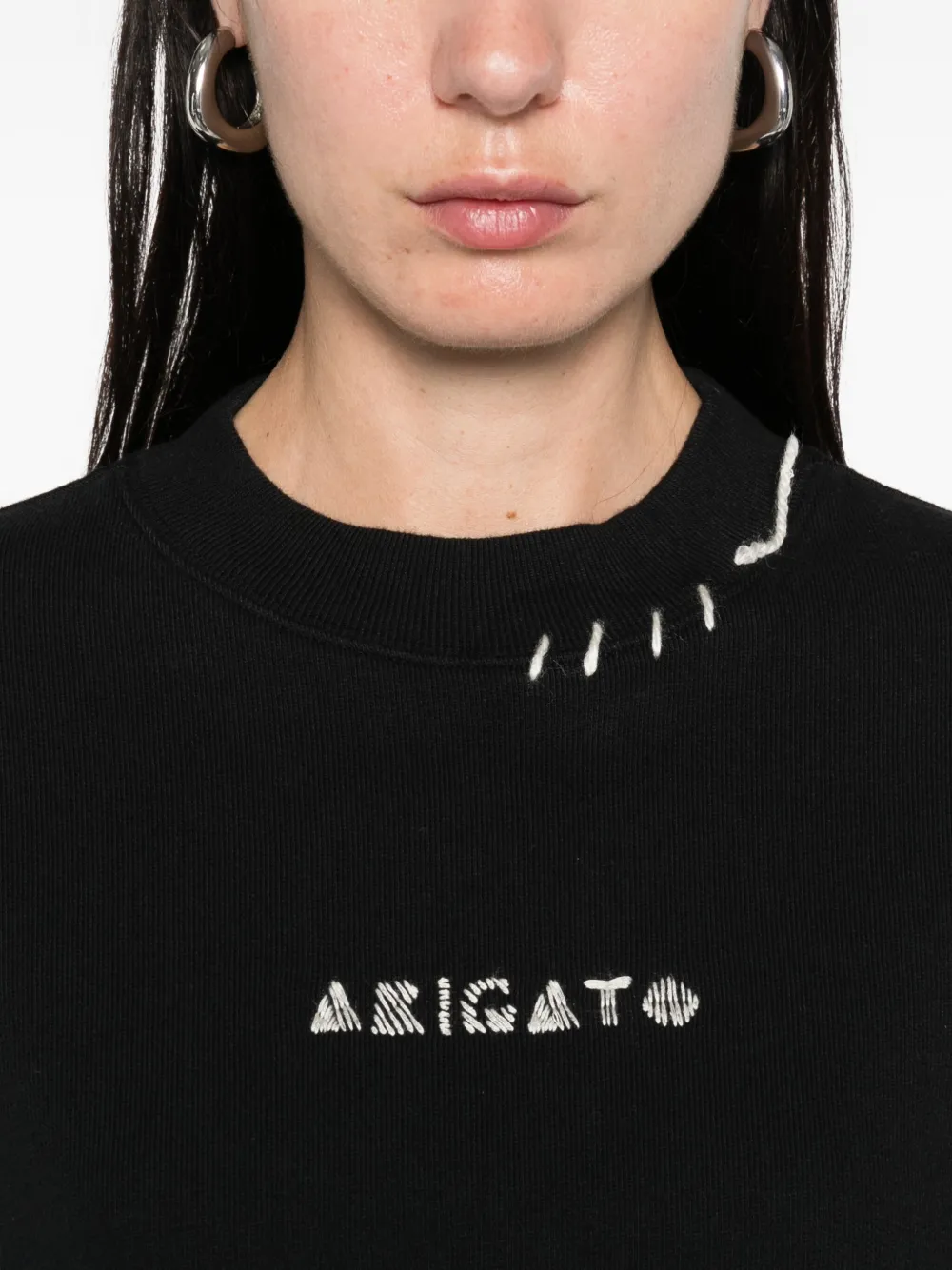 Axel Arigato Loops embroidered-detail crew-neck sweatshirt Zwart