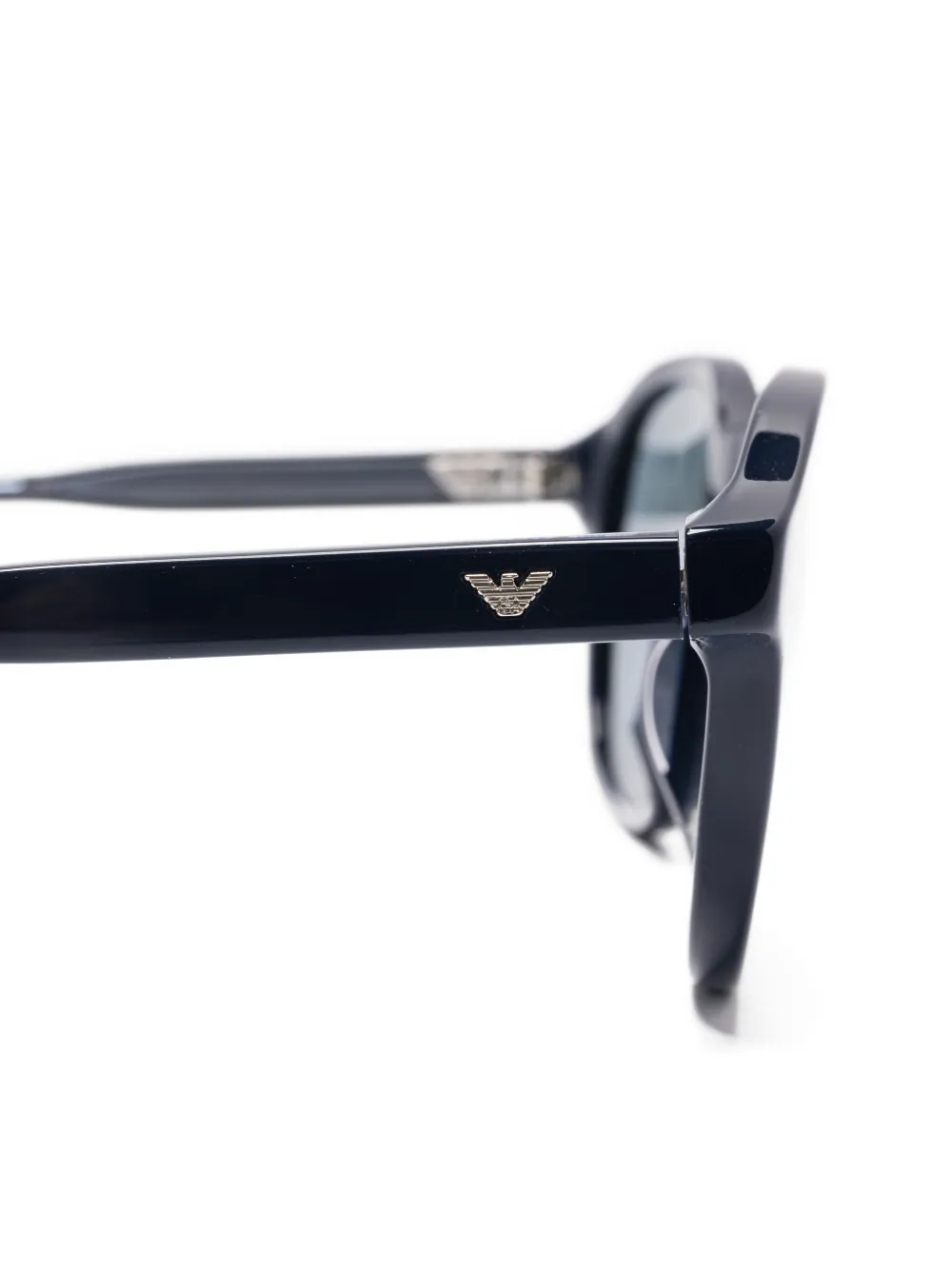 Emporio Armani Zonnebril met rond montuur en logo Blauw