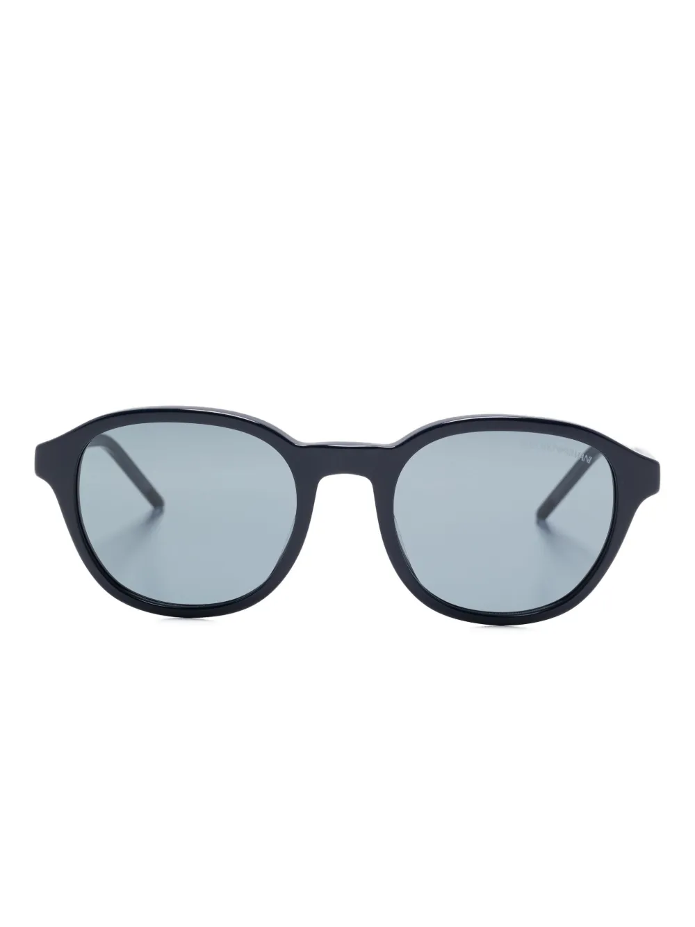 Emporio Armani Zonnebril met rond montuur en logo Blauw