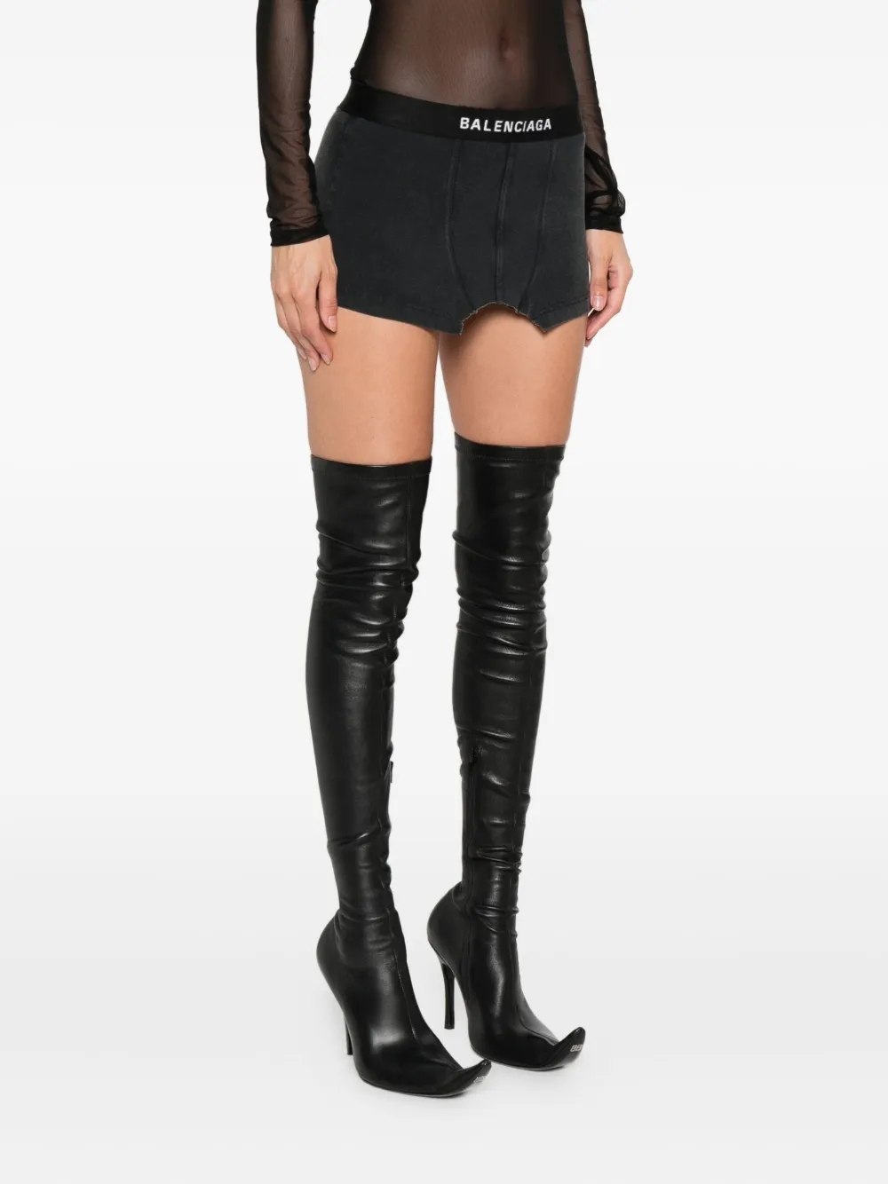 Balenciaga Mini-rok met logoband Zwart