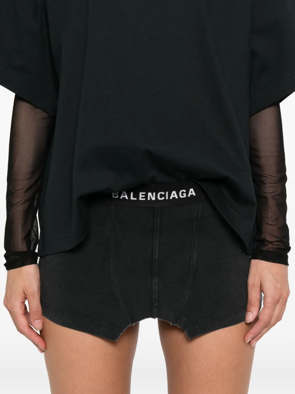 Balenciaga Mini-rok met logoband Zwart