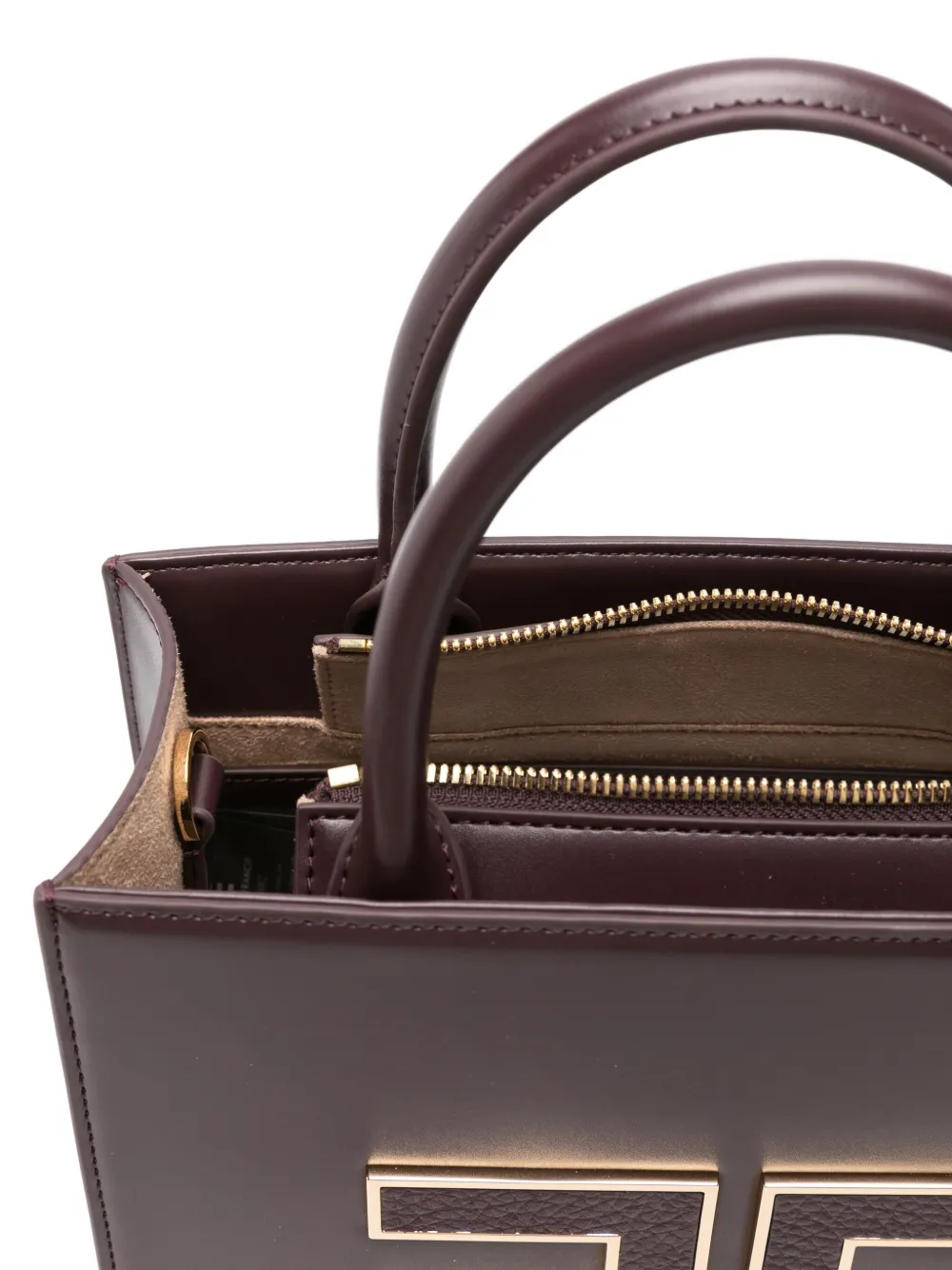Elisabetta Franchi small logo-embossed tote bag Rood