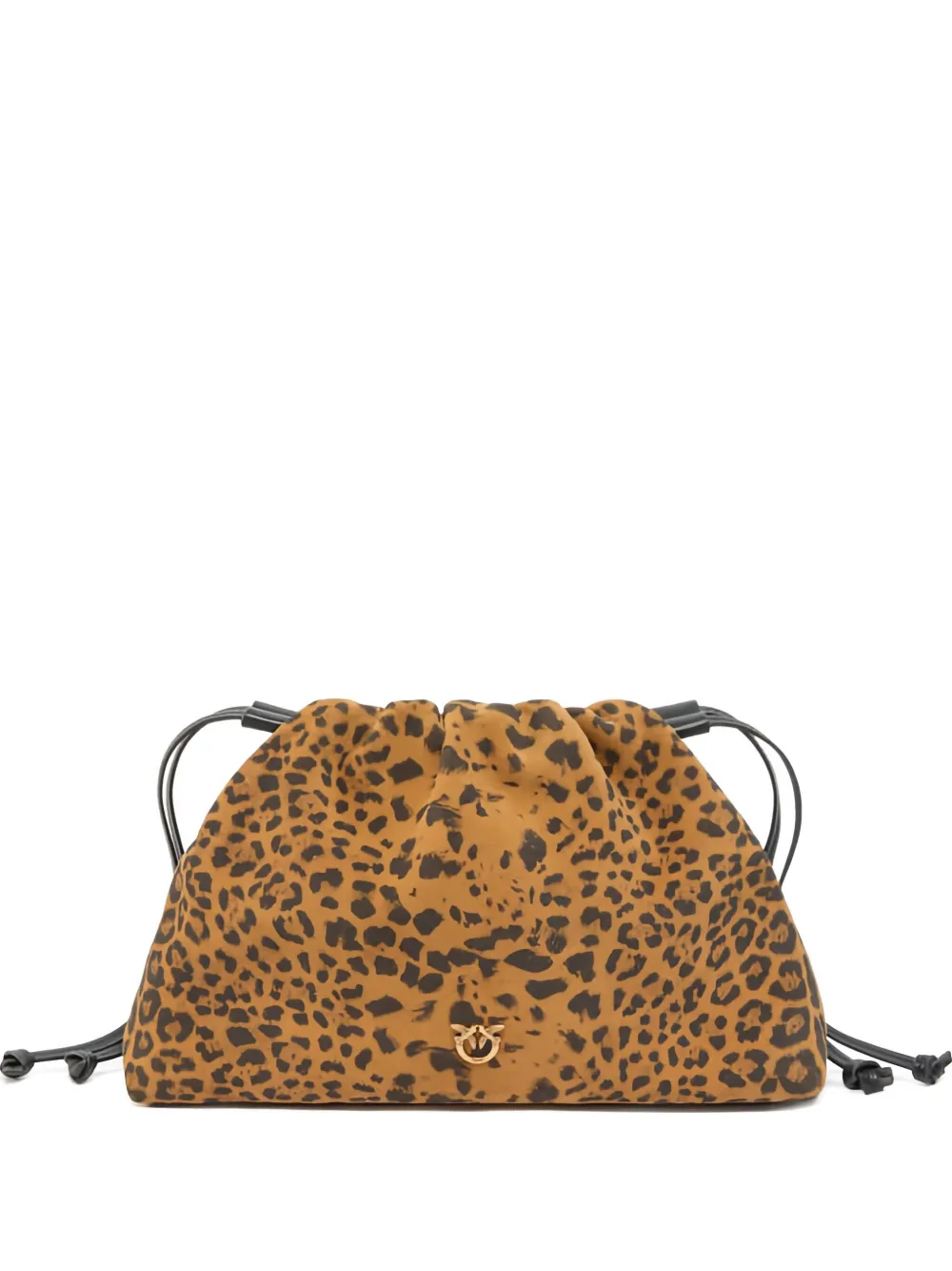 Pinko Small Leopard-print Clutch Bag In Brown