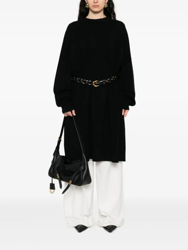 Extreme Cashmere Round-neck Ribbed Sweater Dress - Black