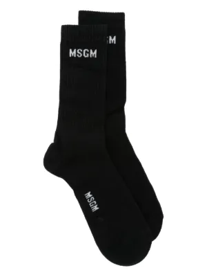 靴下・ソックス MSGM COTTON SOCKS WITH LOGO MSGM ロゴ 靴下 | ブルー | FARFETCH JP