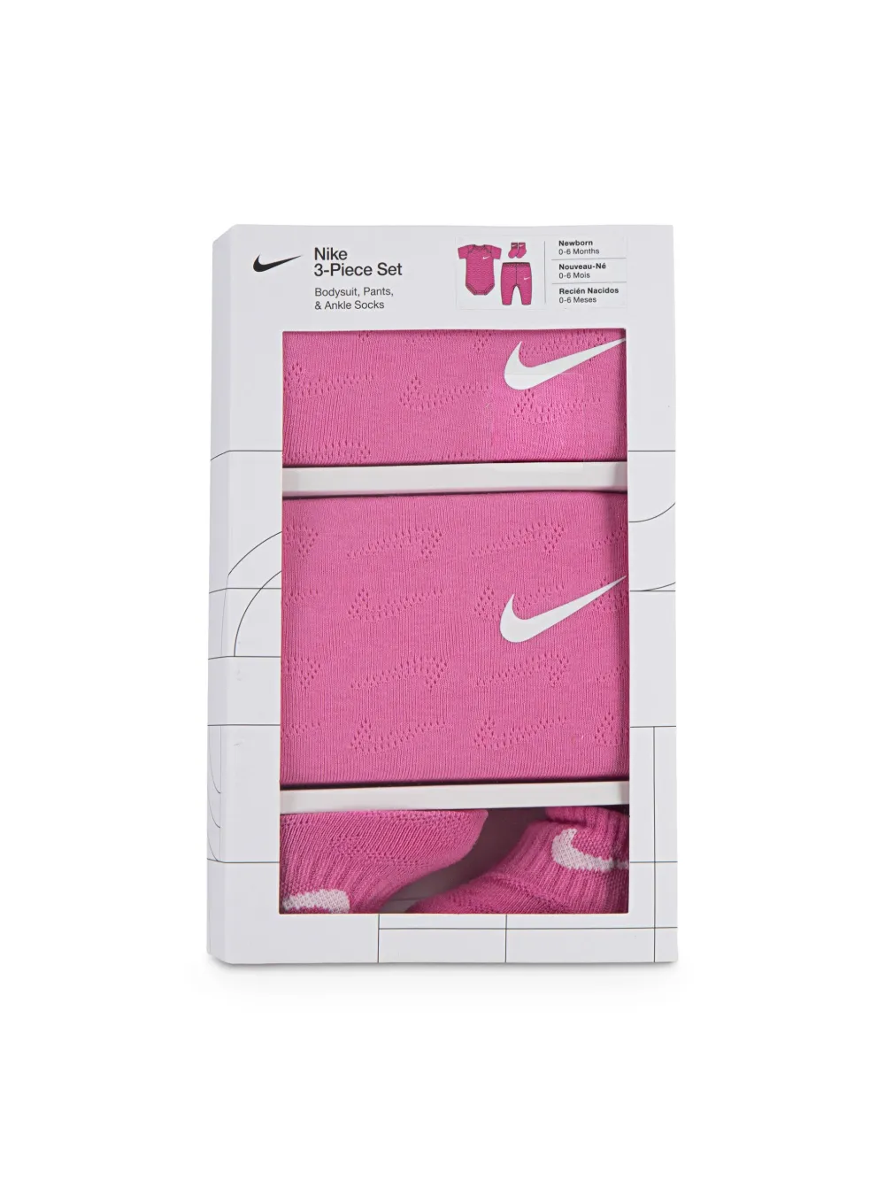 Nike Kids Driedelige babyset met logopatroon Roze