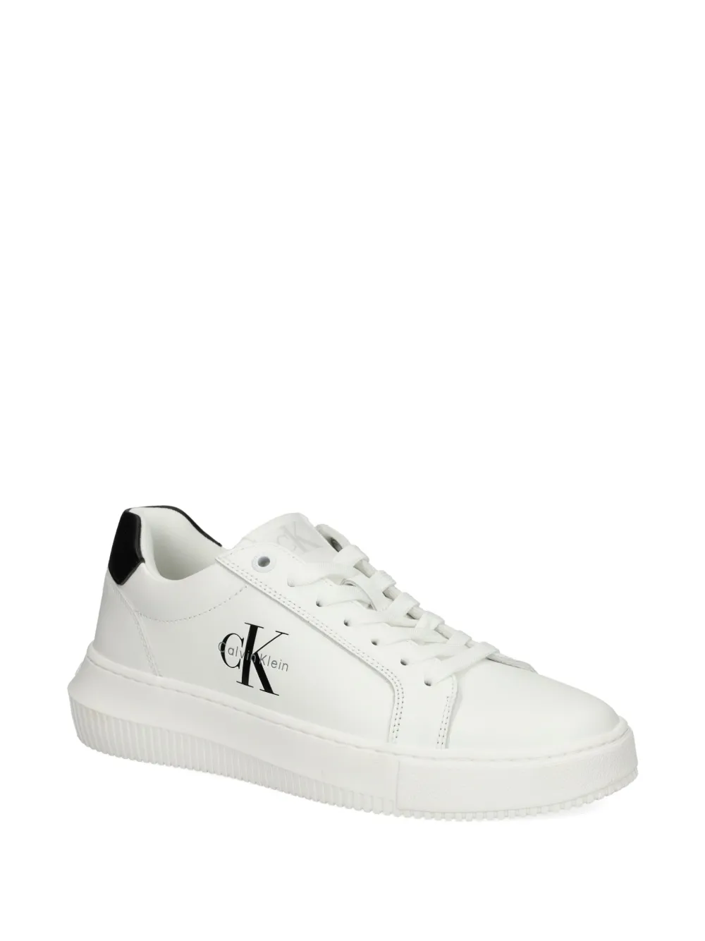 Calvin Klein Jeans logo-detail leather sneakers White