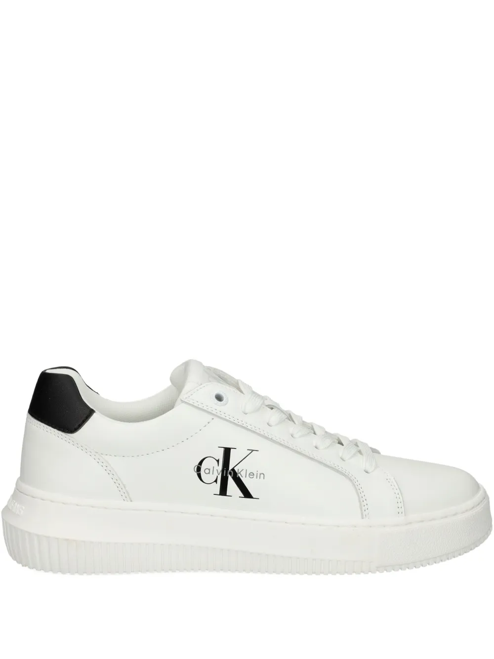 Calvin Klein Jeans logo-detail leather sneakers White