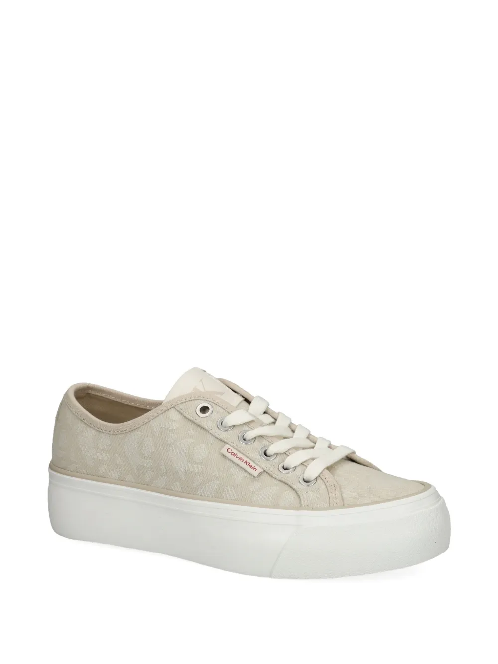 Calvin Klein Jeans Low-top sneakers met plateauzool en logo - Beige