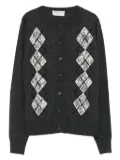 ERMANNO FIRENZE lace-panels argyle-pattern cardigan - Grey