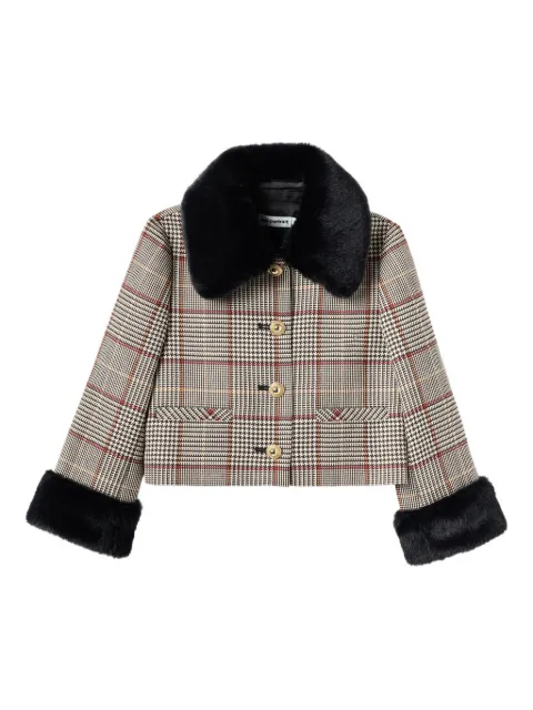 Self-Portrait Kids houndstooth faux-fur jacket