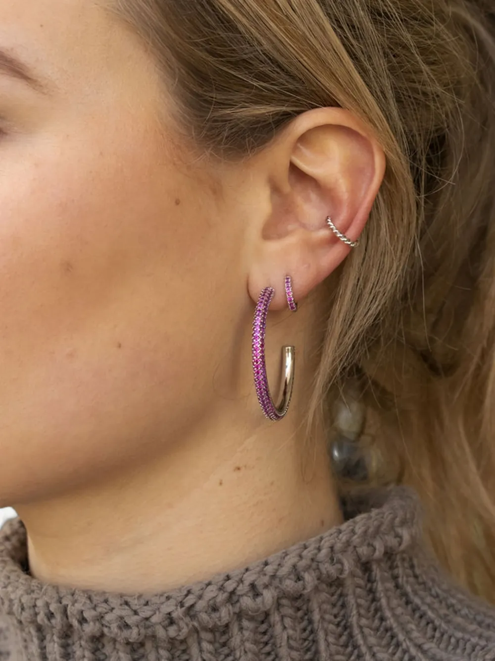 All The Luck In The World Aimé Hoop Earrings In Pink