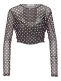 MAR DE MARGARITAS Corinna polka-dot mesh long-sleeve t-shirt - Black