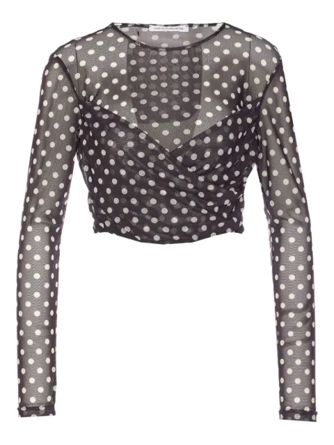 MAR DE MARGARITAS Corinna polka-dot mesh long-sleeve t-shirt