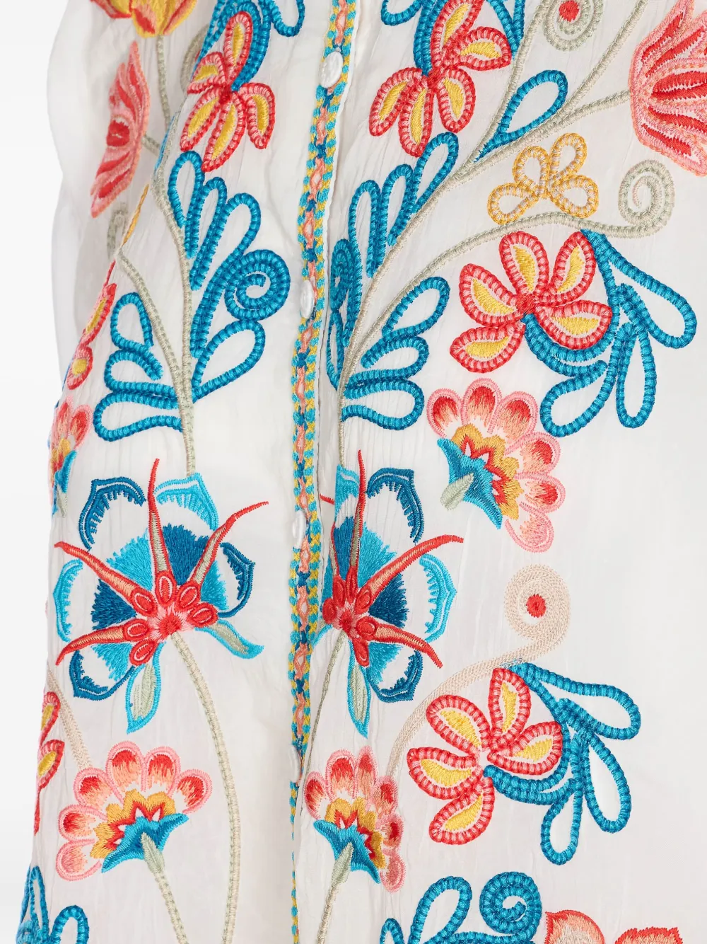 Johnny Was blouse met geborduurde bloemen Wit