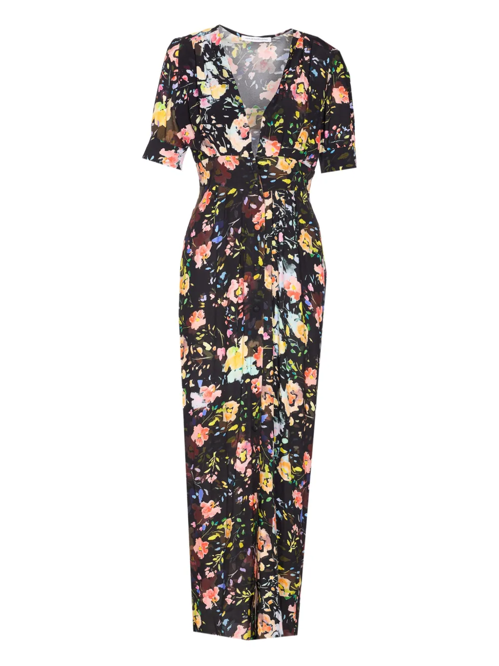 MAR DE MARGARITAS floral-print midi dress - ブラック MAR DE MARGARITAS floral-print midi dress - ブラック