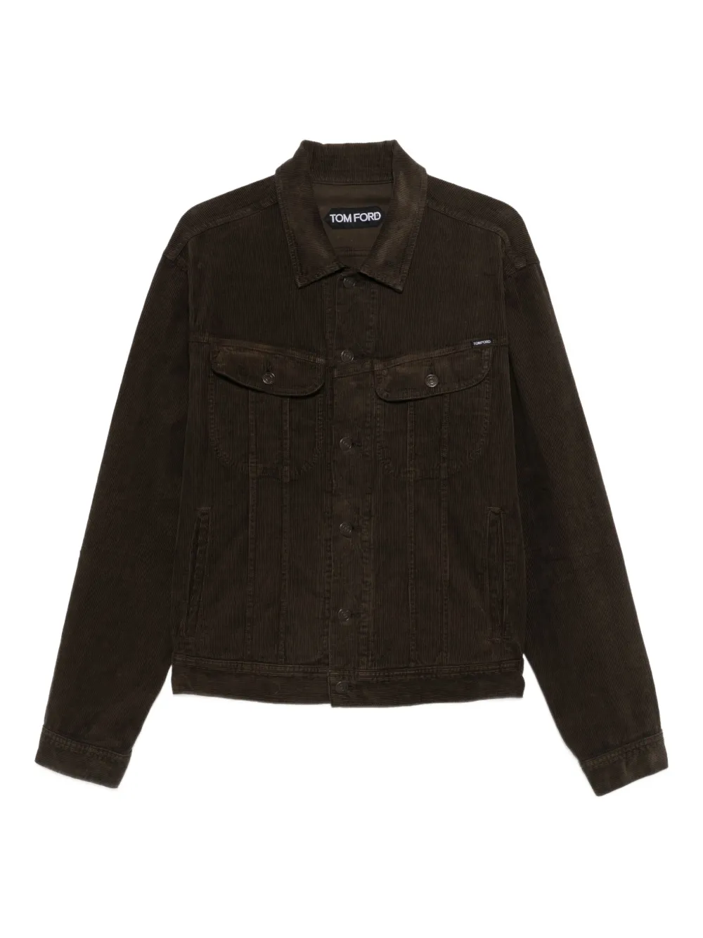 TOM FORD Ribfluwelen jack met knoopsluiting Groen