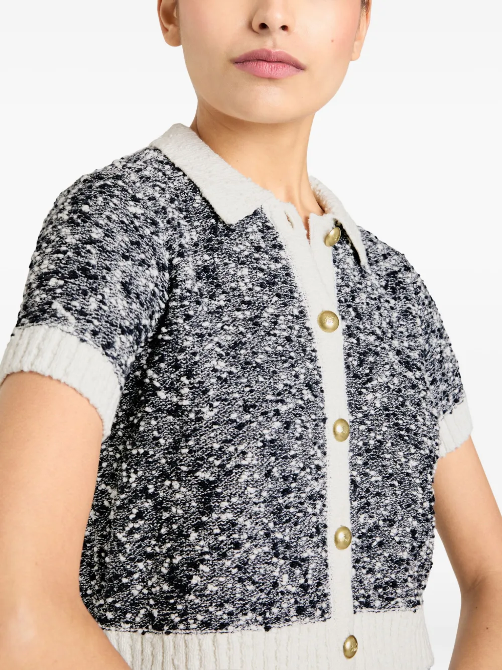 Cinq À Sept Adalee Contrast-trimmed Button Cardigan In Blue