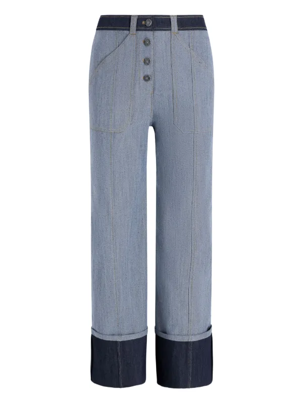 Cinq A Sept Benji Cuffed button-fastening Jeans Blue FARFETCH IN