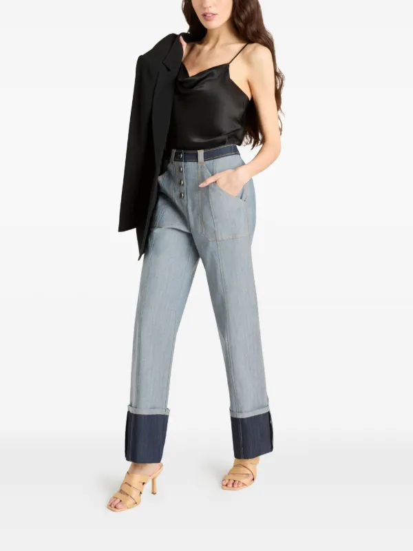 Cinq A Sept Benji Cuffed button-fastening Jeans Blue FARFETCH IN