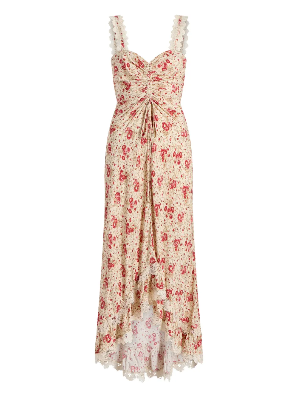 Cinq A Sept Stevie lace-trimmed floral-print maxi dress Beige