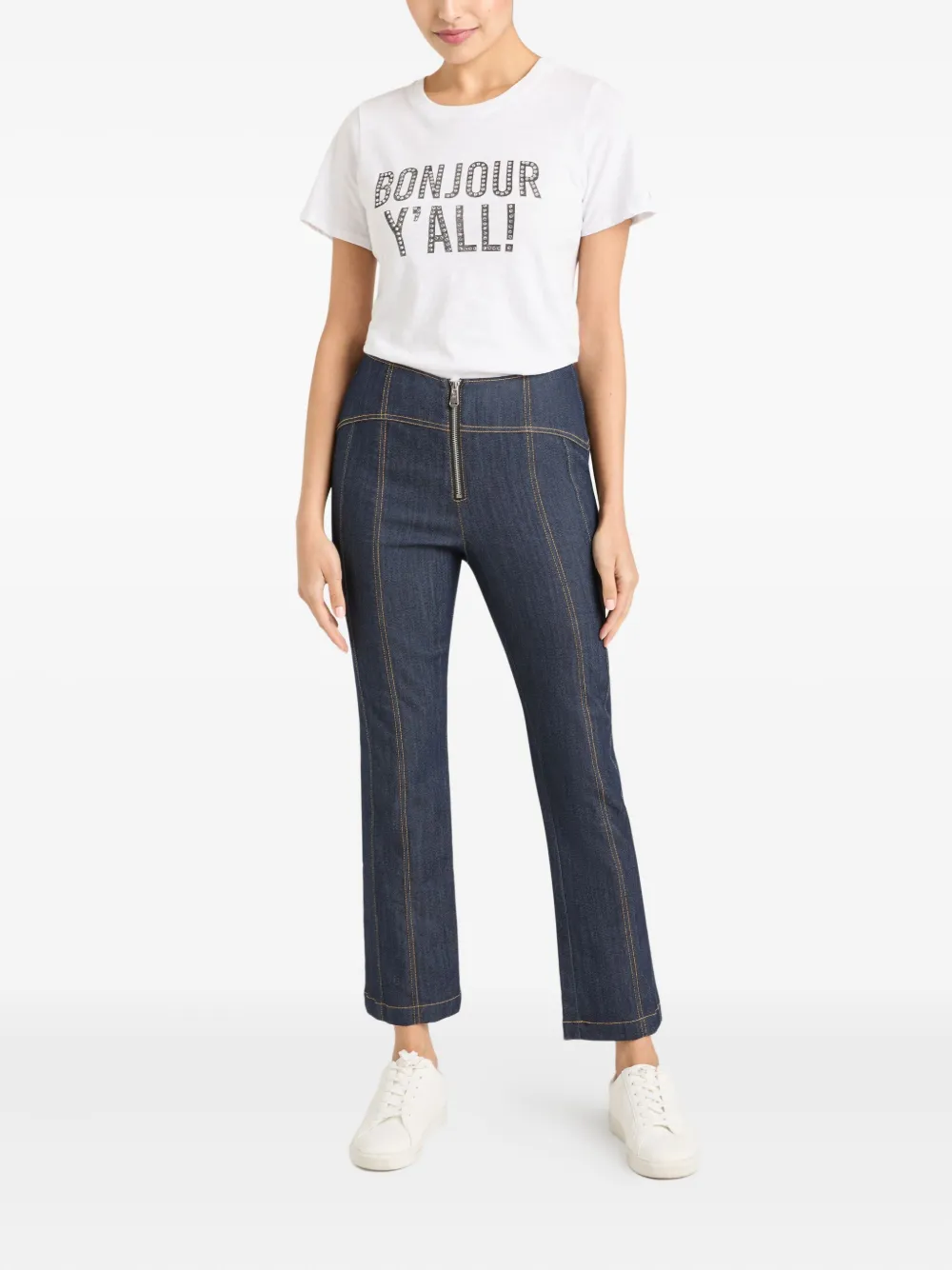 Cinq A Sept Bonjour Y'all embellished T-shirt Wit