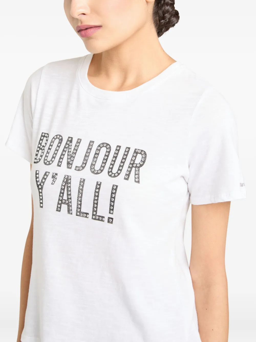 Cinq A Sept Bonjour Y'all embellished T-shirt Wit