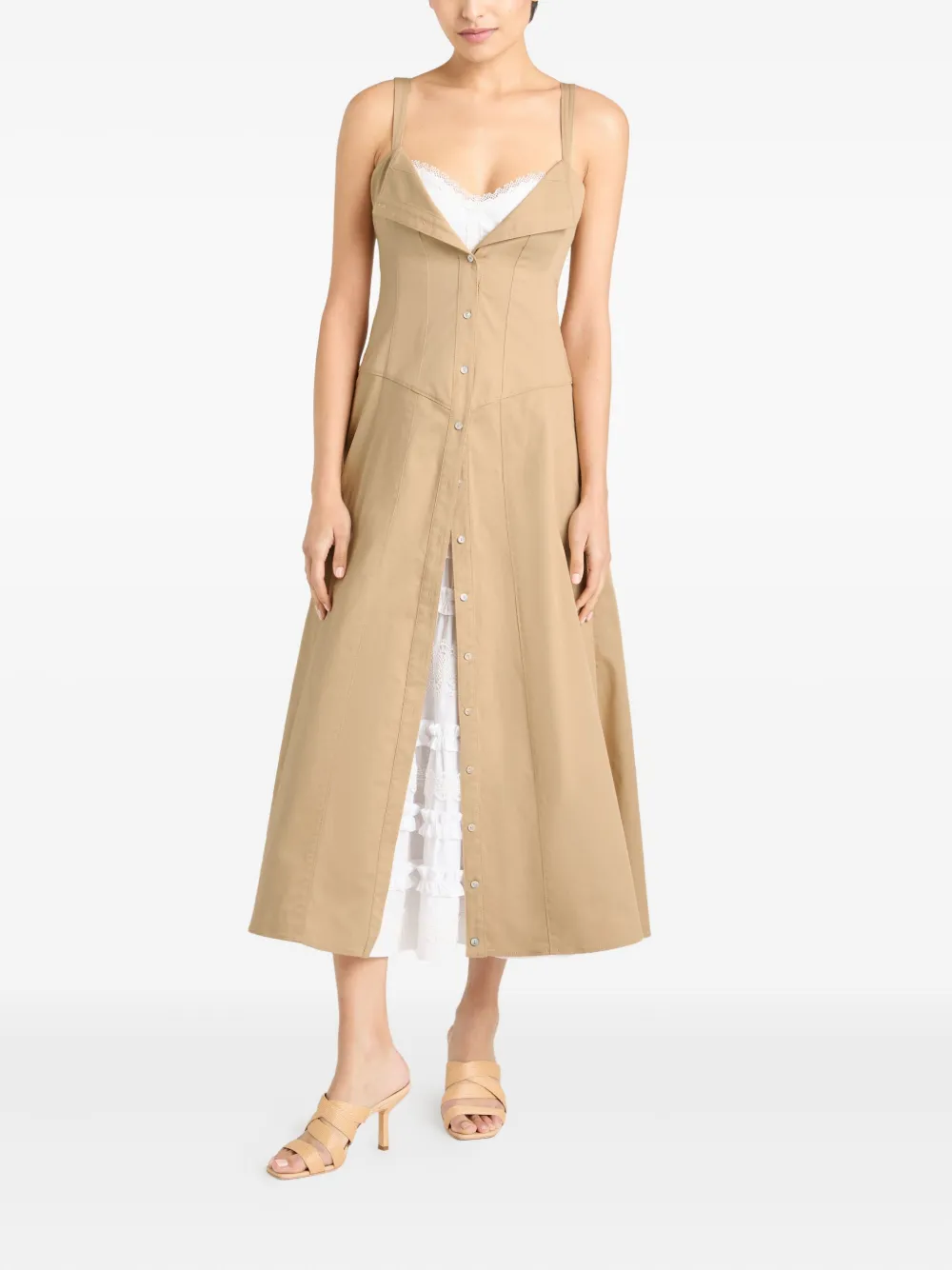 Cinq A Sept Lucil midi-jurk met knopen Bruin