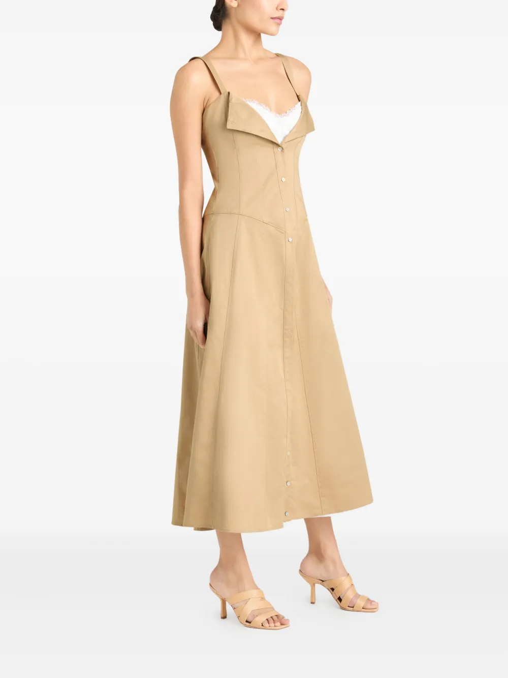 Cinq A Sept Lucil midi-jurk met knopen Bruin