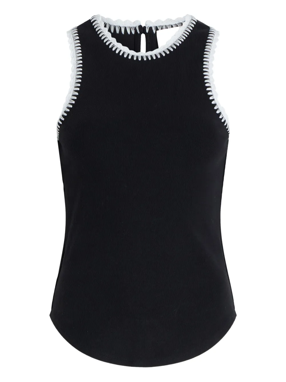 Cinq A Sept Lizzie crochet-trimmed ribbed tank top Zwart