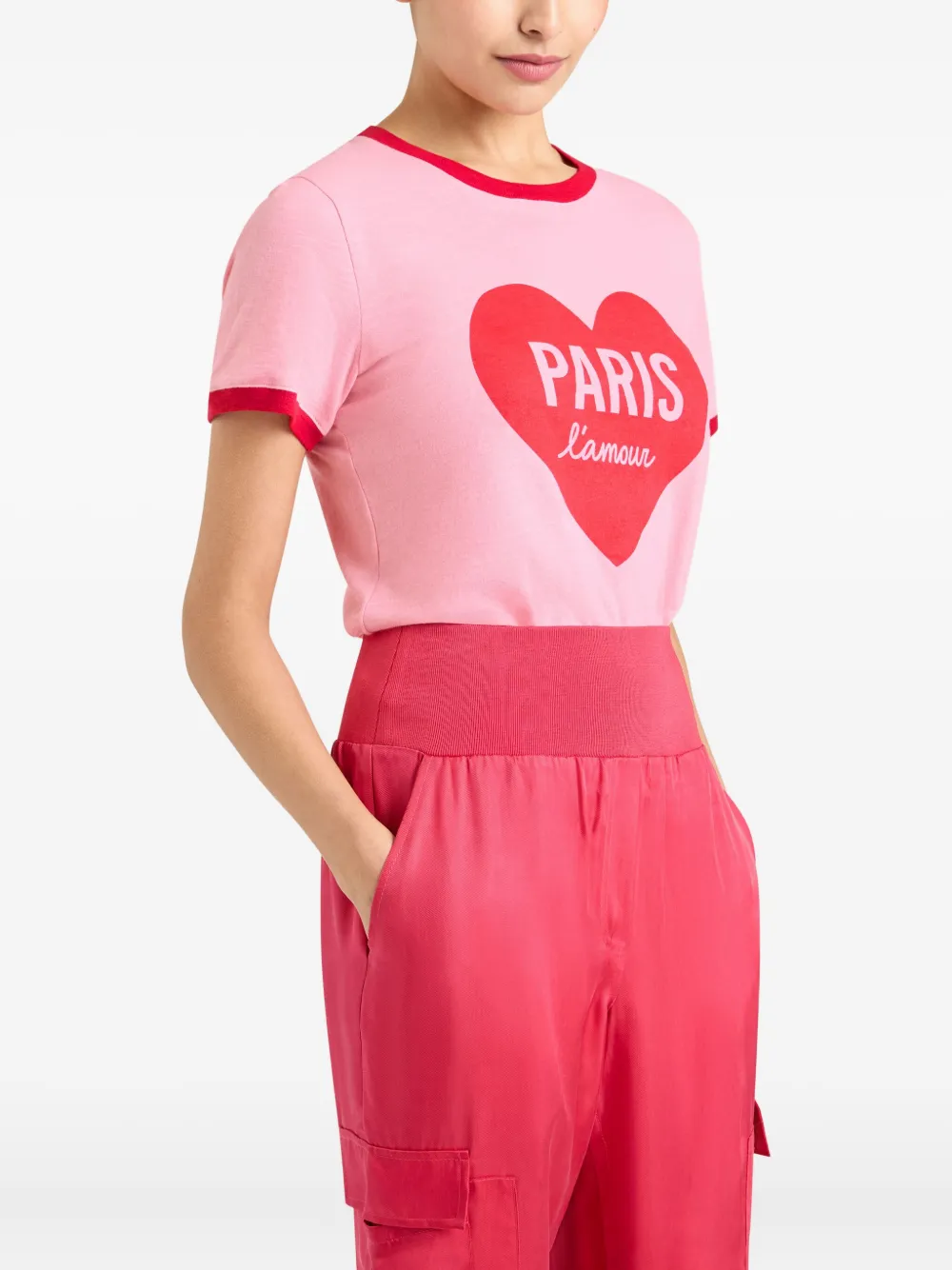 Cinq A Sept heart-print cotton T-shirt Roze