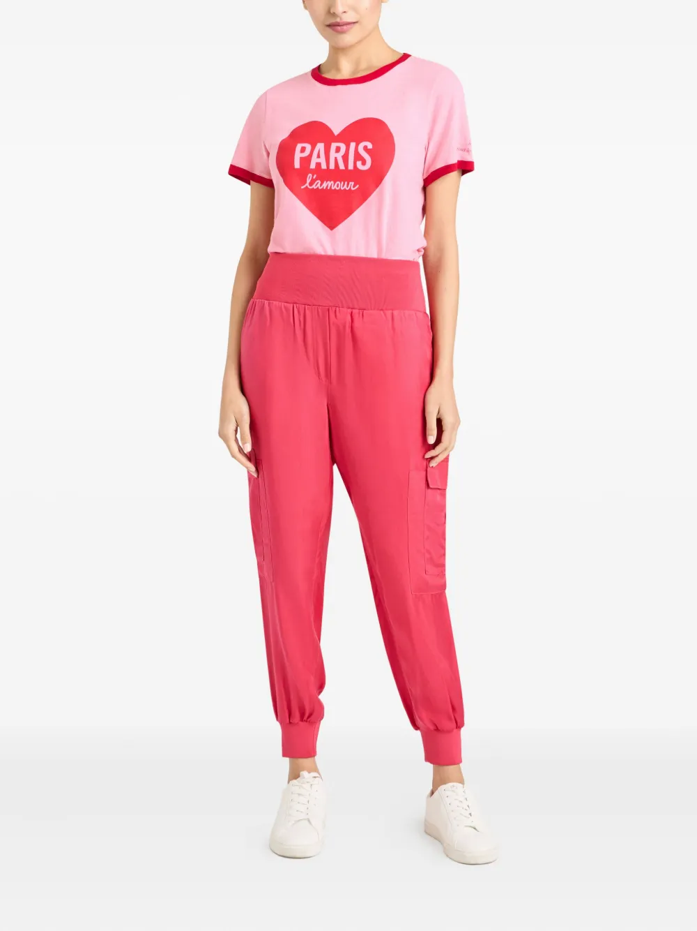 Cinq A Sept heart-print cotton T-shirt Roze