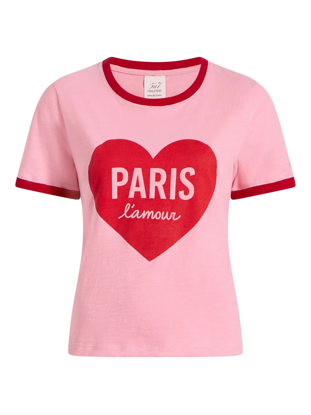 Cinq A Sept heart-print cotton T-shirt Roze