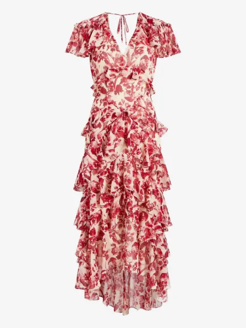 Cinq A Sept floral ruffled midi dress