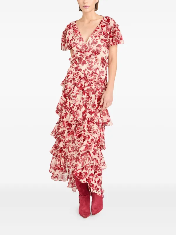 smocked midi dress with puff sleeves Marie Smocked Midi Dress