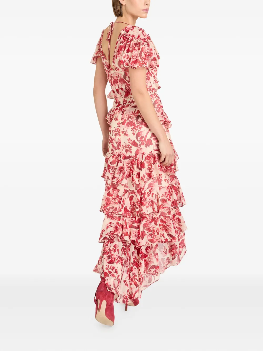 Cinq A Sept floral ruffled midi dress Rood
