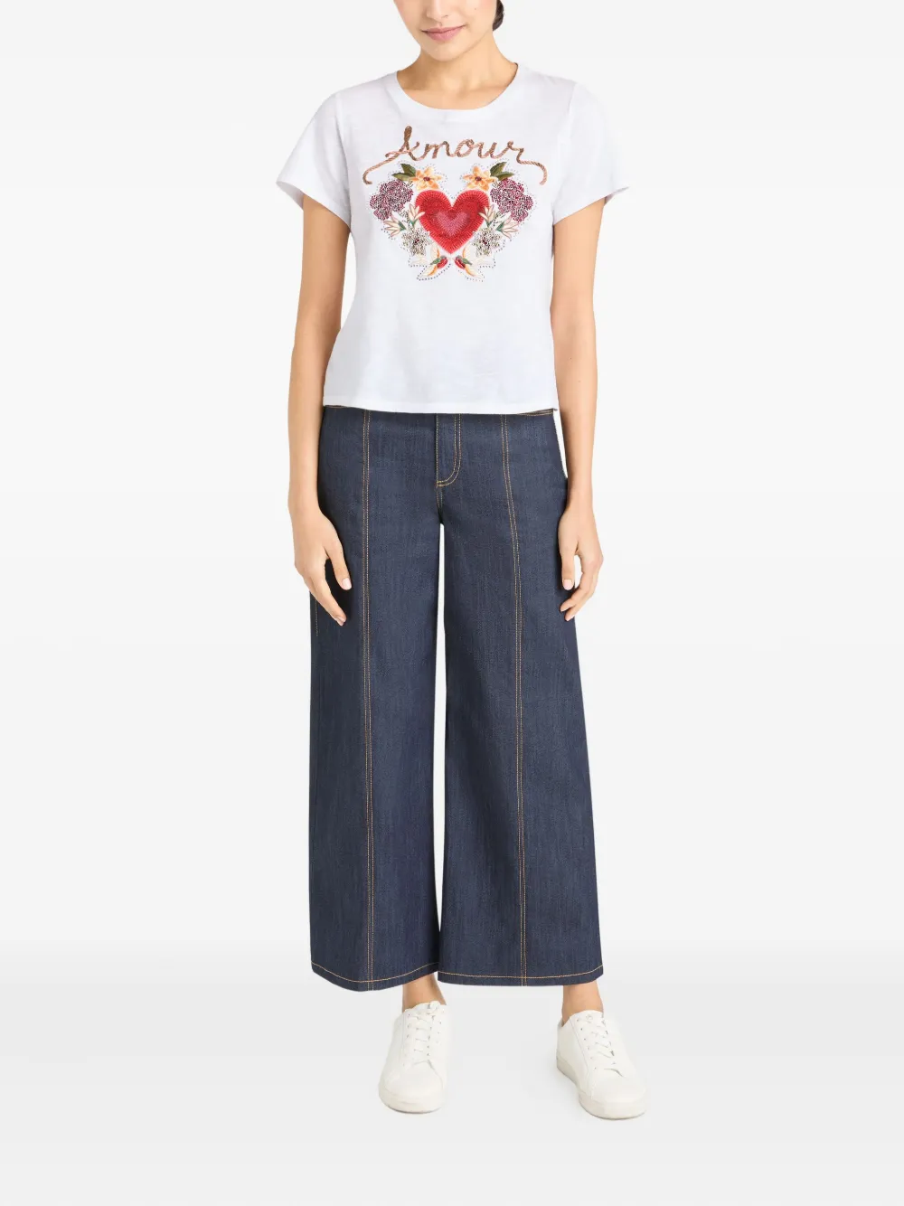 Cinq A Sept Amour T-shirt verfraaid met hart Wit