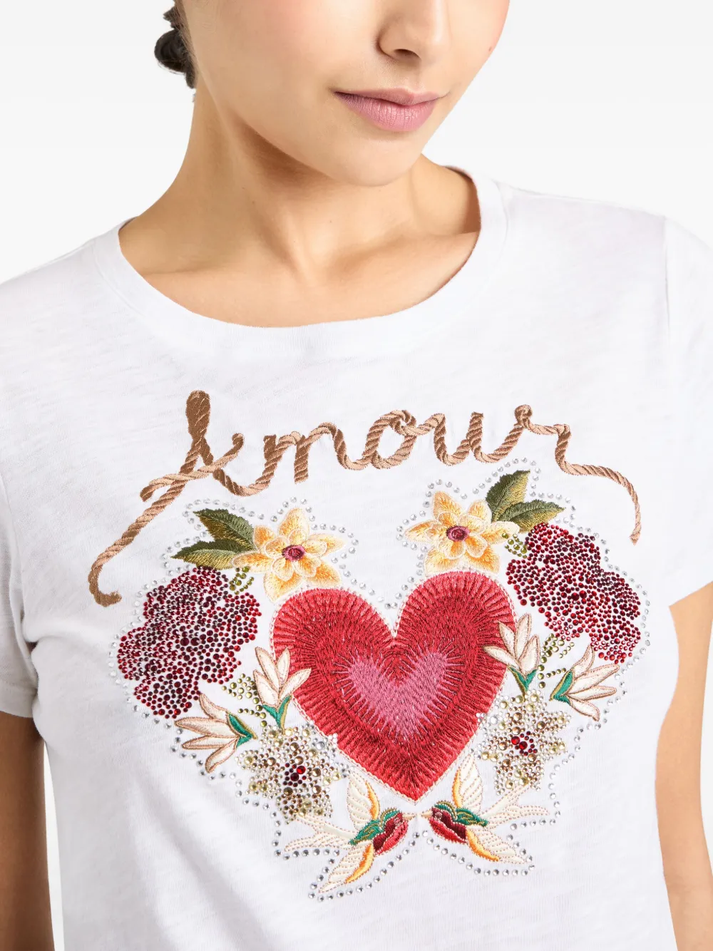 Cinq A Sept Amour T-shirt verfraaid met hart Wit