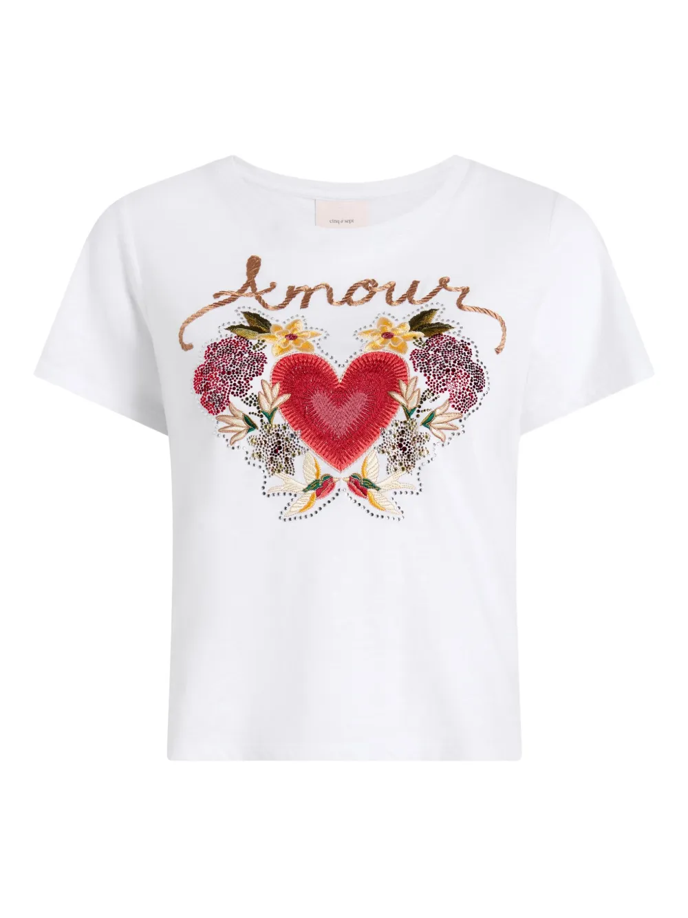 Cinq A Sept Amour heart-embellished T-shirt Wit