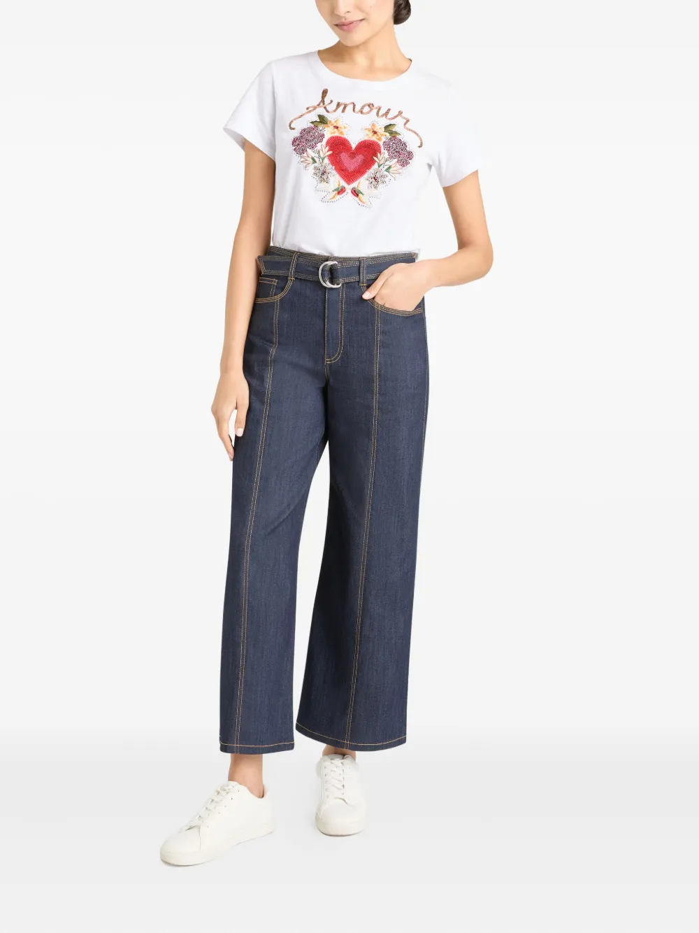 Cinq A Sept Amour T-shirt verfraaid met hart Wit