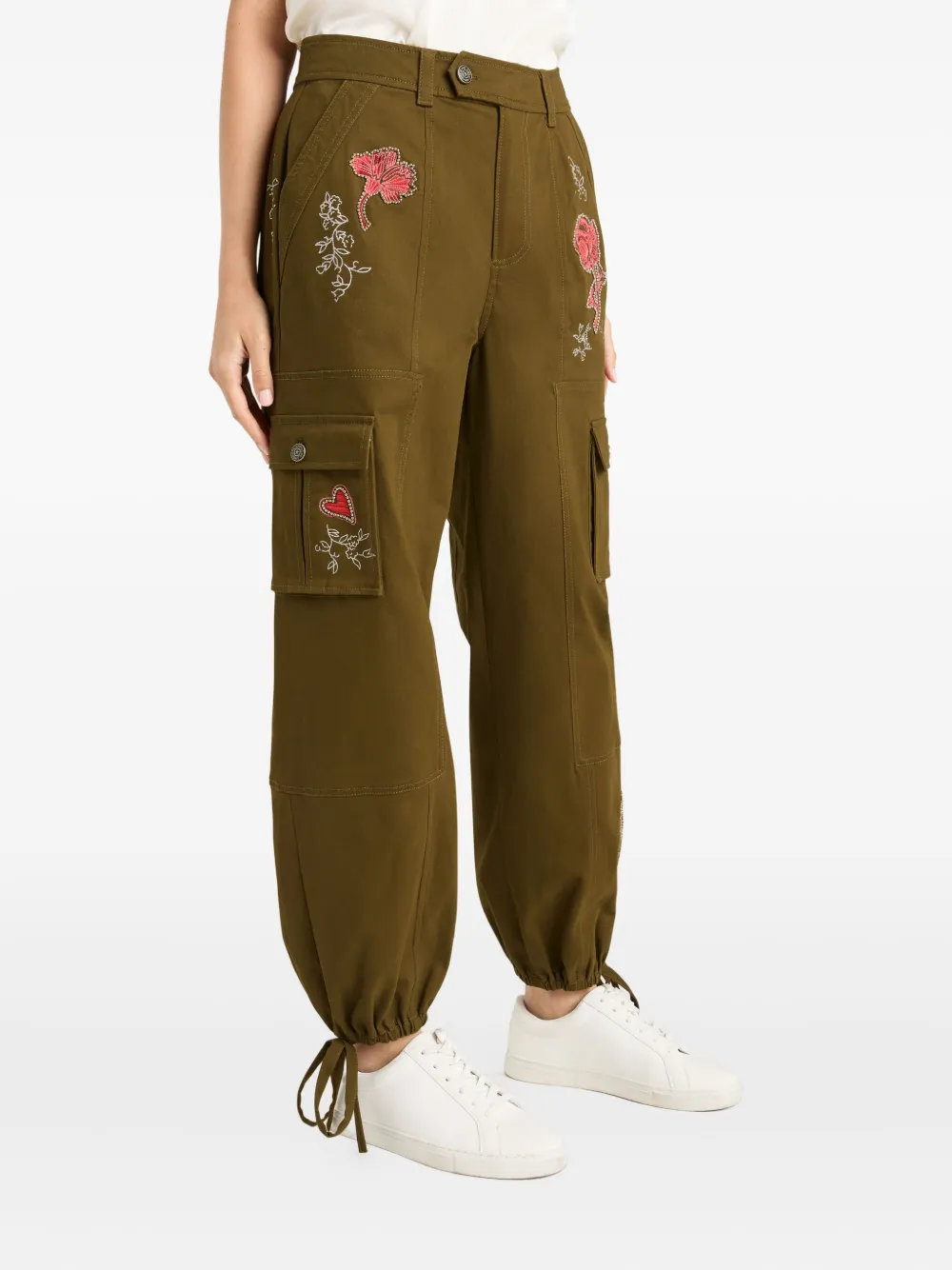 Cinq A Sept Zola embroidered cargo pants Groen