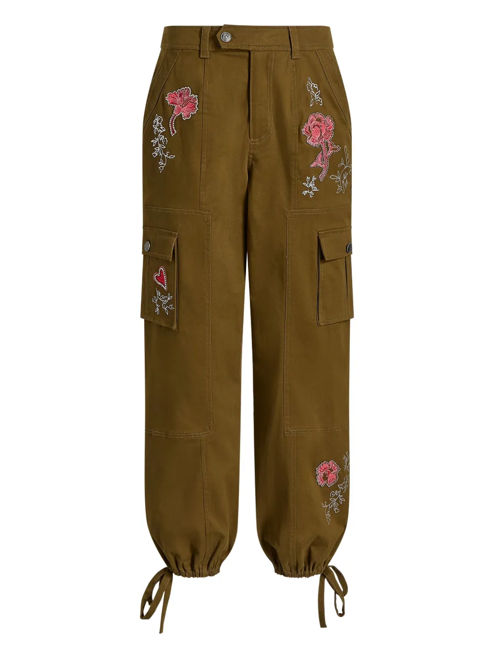 Cinq A Sept Zola embroidered cargo pants Groen