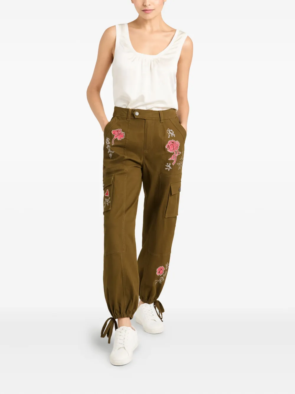 Cinq A Sept Zola embroidered cargo pants Groen
