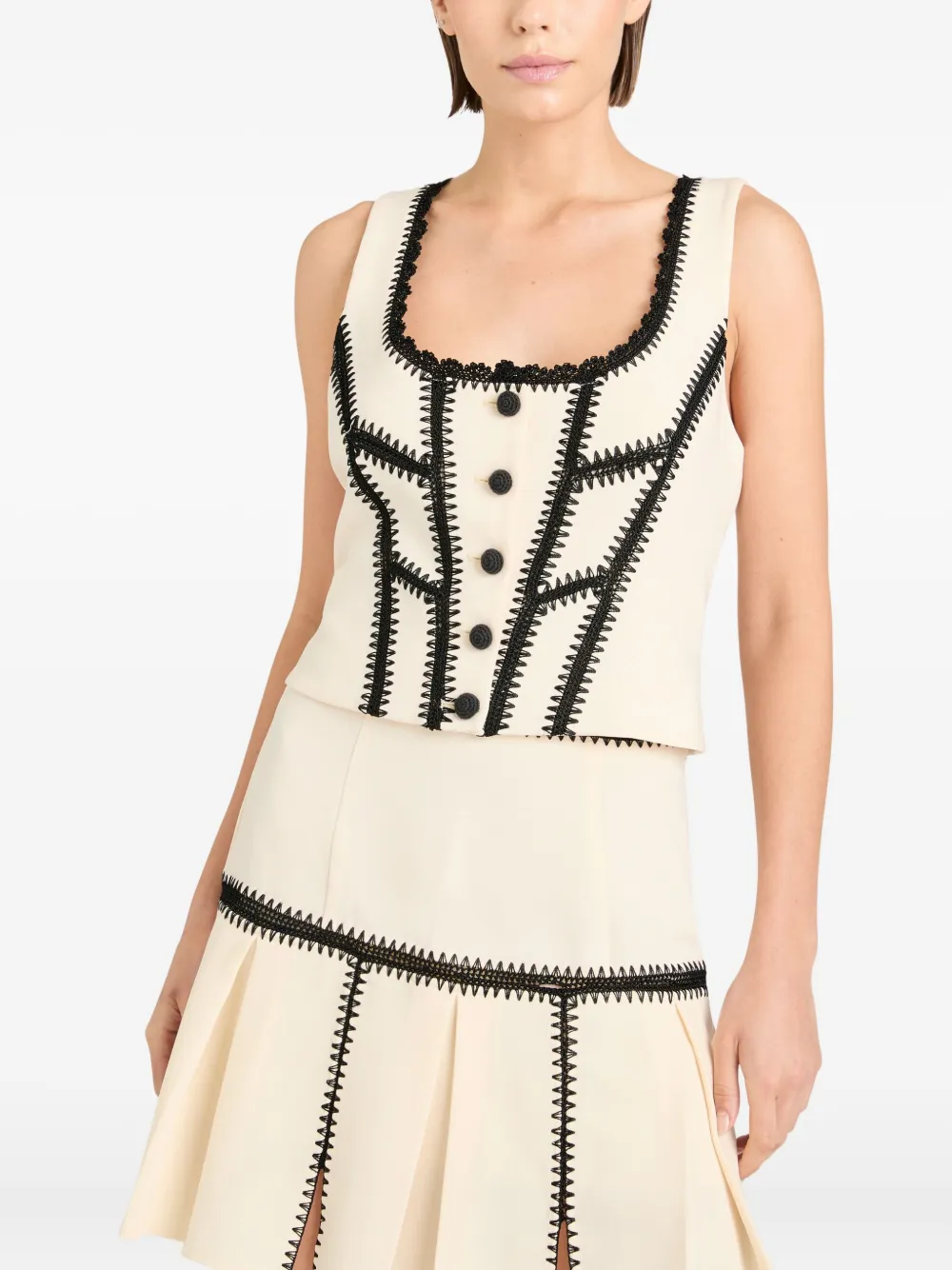 Cinq À Sept Sinclaire Crochet-trimmed Top In Neutral