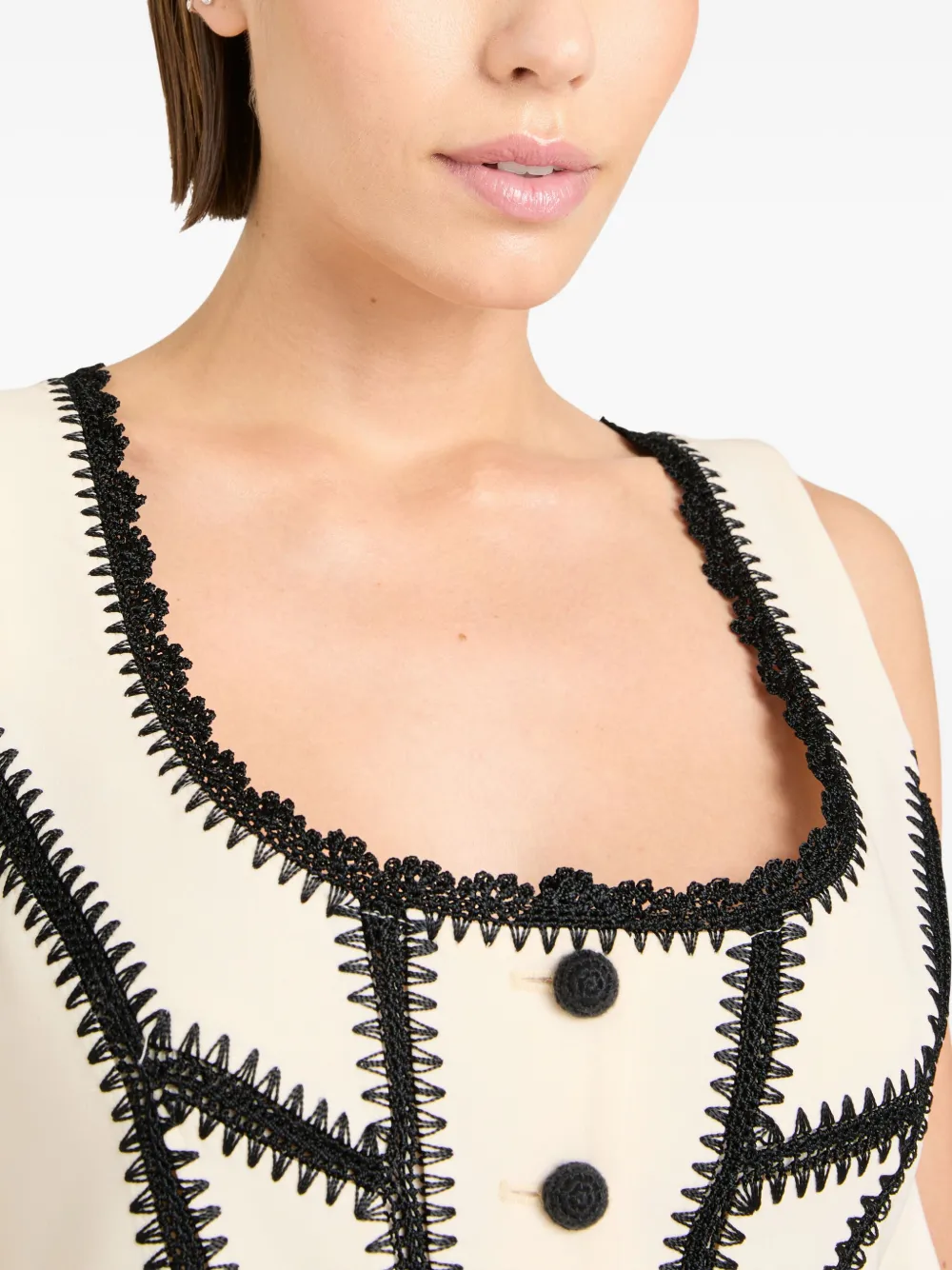 Cinq À Sept Sinclaire Crochet-trimmed Top In Neutral