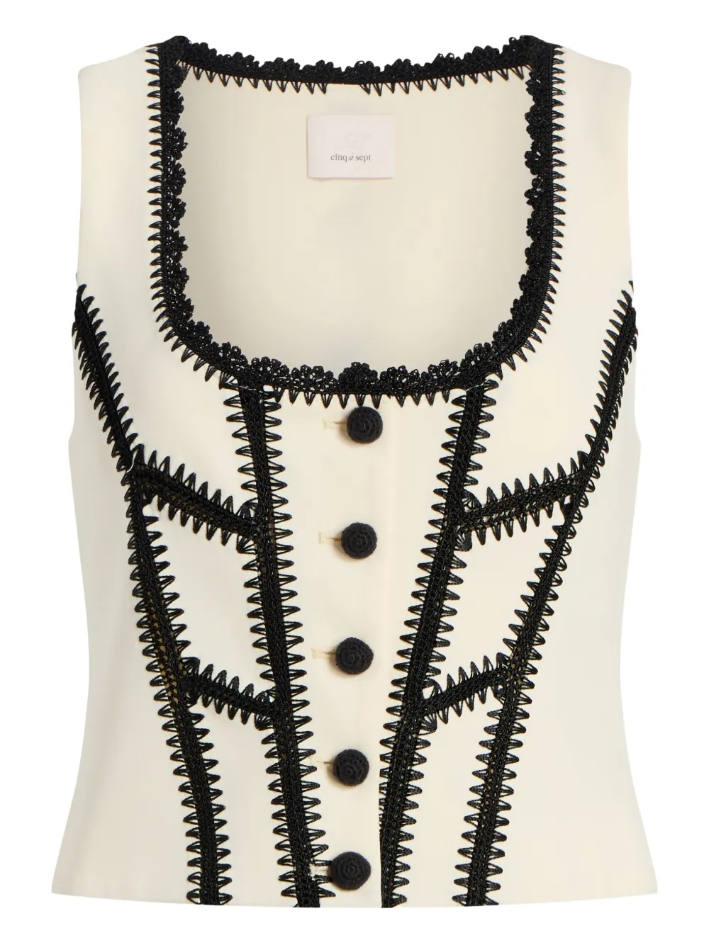 Cinq À Sept Sinclaire Crochet-trimmed Top In Neutral